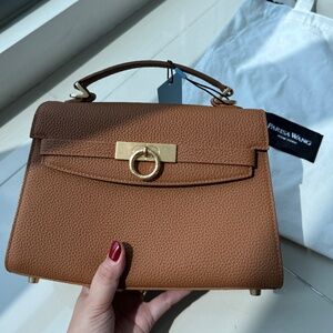 Parisa Wang Brown Grace Top Handle 100% Leather New With Tags
